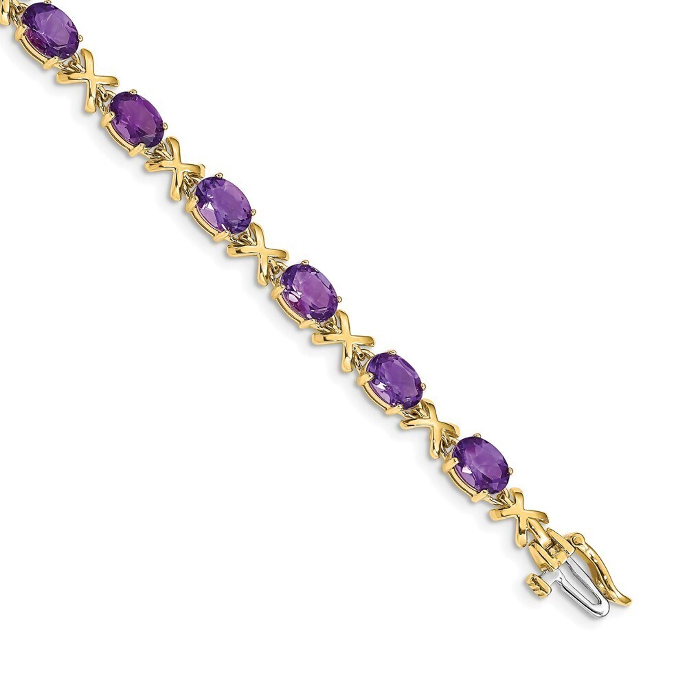 Kazi Luxury 14k 7x5mm Oval Amethyst Bracelet